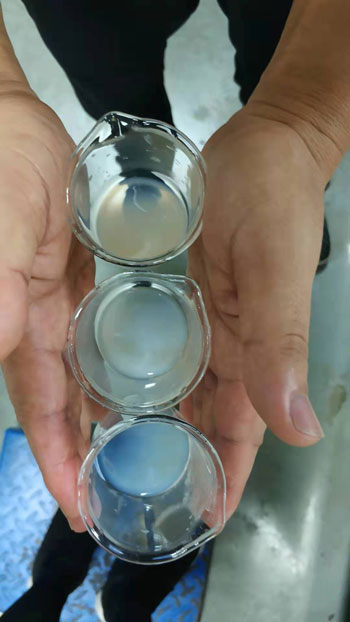 图 不同条件下制备的阿瑞匹坦纳米乳外观 图 不同条件下制备的阿瑞匹坦纳米乳外观